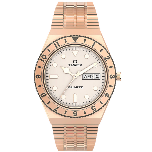 Q TIMEX 36MM STAINLESS STEEL BRACELET WATCH WOMEN'S  | ROSE GOLD TONE